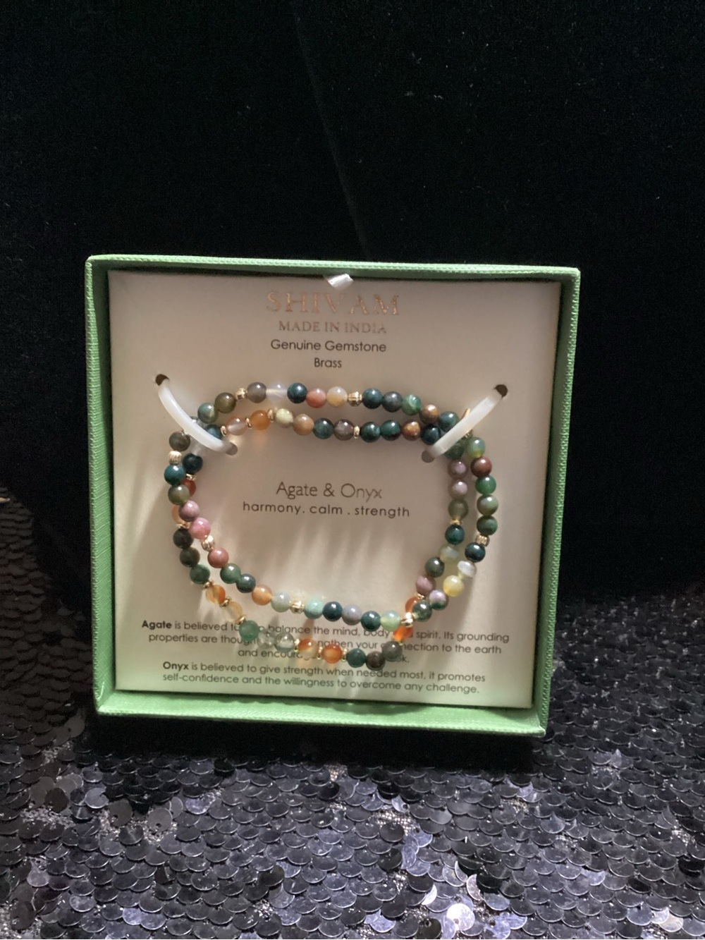 Shivam Multicolor Agate & Onyx Beaded Bracelet Set